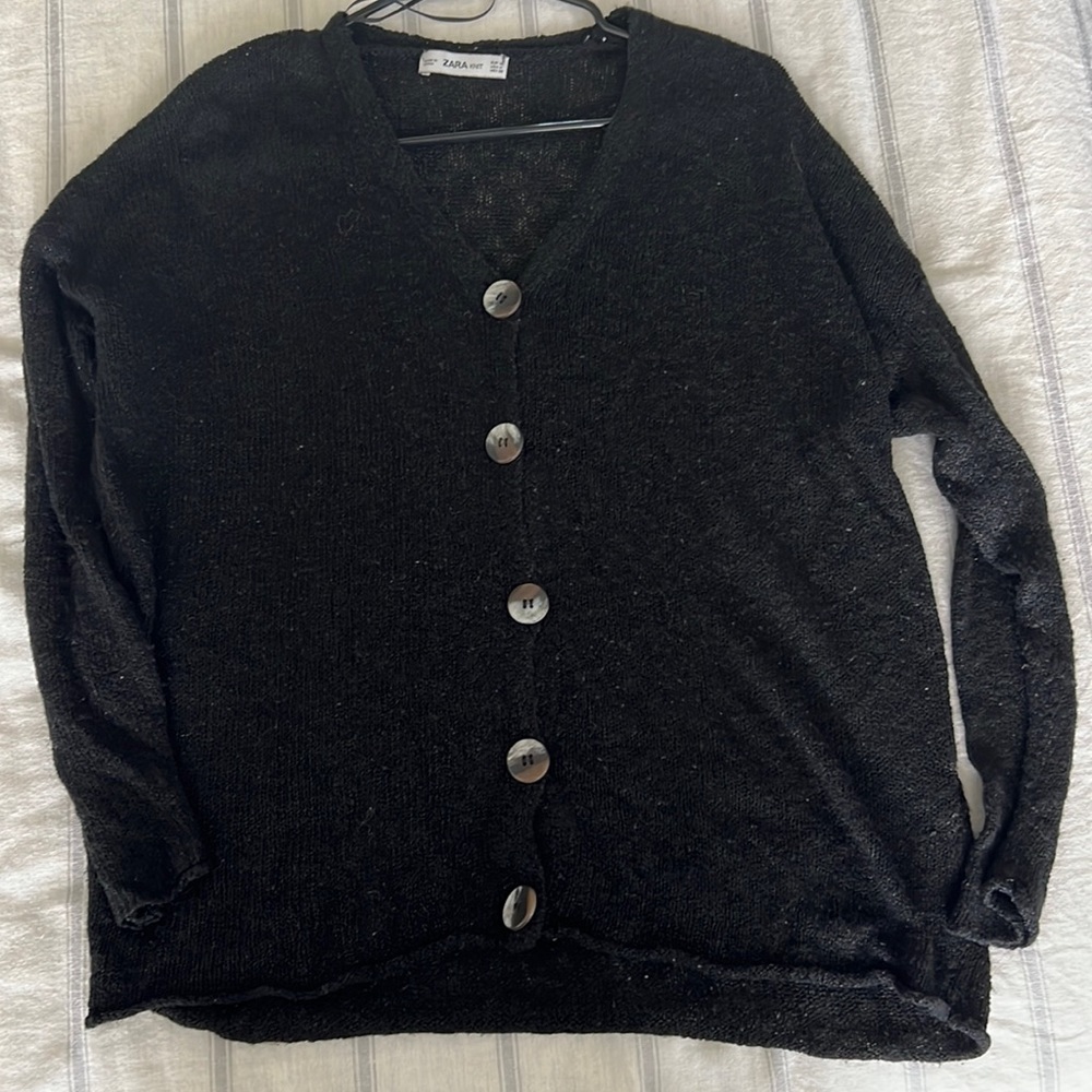 Zara Knit Button-down Black and Cream